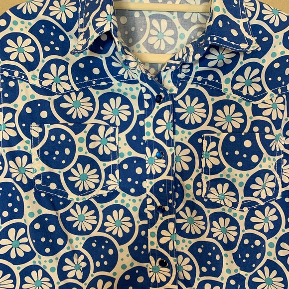 Blue Floral Western Shirt - Picture 9 of 10